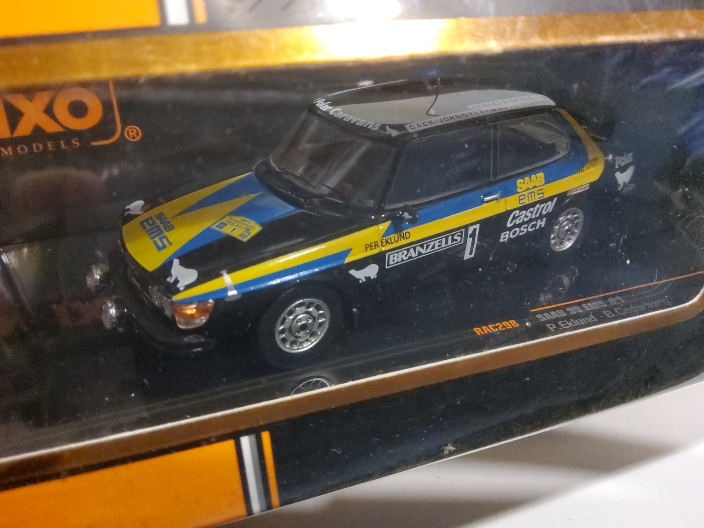 1/43 IXO SAAB 99 EMS 1977 SWEDISH RALLY PER EKLUND #1 . RAC298