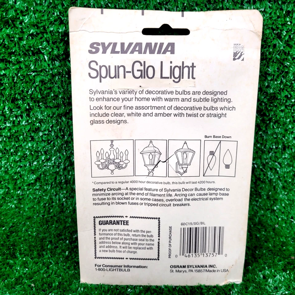Authentic Vtg SYLVANIA SPUN-GLO Clear Fiber Coated 60 Watt Light Bulb 4,000 hr - Image 2 of 4