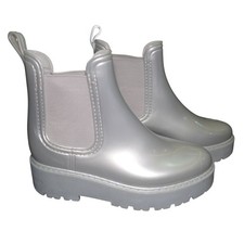 ASOS DESIGN Wide Fit Gadget chunky chelsea wellies Gray/Silver Boots Womens 8US