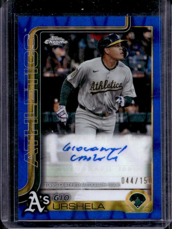 2025 Topps Chrome Update Gio Urshela Auto Blue RayWave Refractor #/150 Athletics