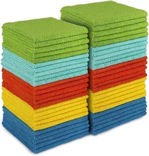 AIDEA Microfiber Cleaning Cloth, 50PK, 12×12, Blue/Yellow
