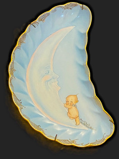 Kewpie Moon Dish painted by Florence Baker with Hanger Kewpies Rose O'Neill