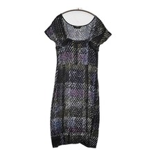 MAX MARA Size M Square neck French sleeves Rayon dress Navy purple 5-0716S