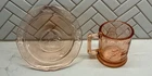Vintage Tiara Indiana Glass Pink Mother Goose Nursery Rhyme 4 Piece Child Set
