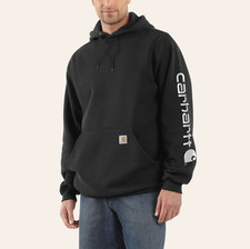 NEW WITH TAG Carhartt Men's Black White Logo Graphic Sleeve Work Hoodie SALE