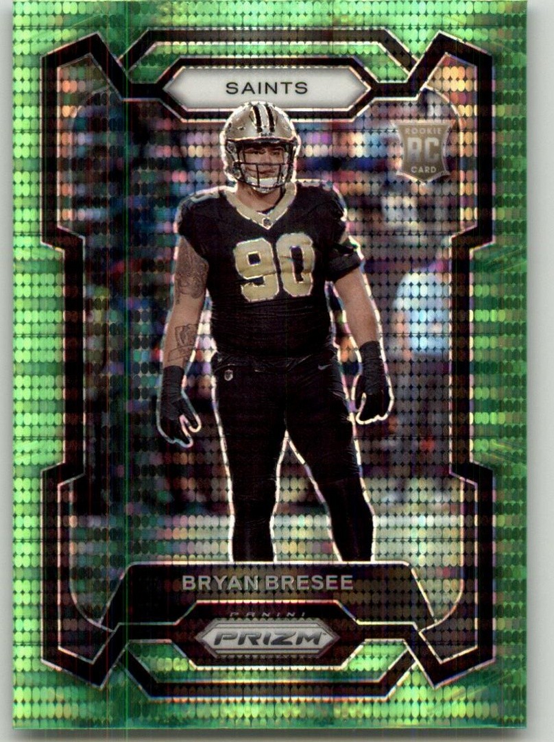 2023 Panini Prizm Bryan Bresee Neon Green Pulsar #372 New Orleans Saints