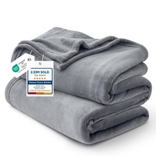Fleece Bed Blanket Queen Grey/Soft Warm Winter Cozy Microfiber 90x90