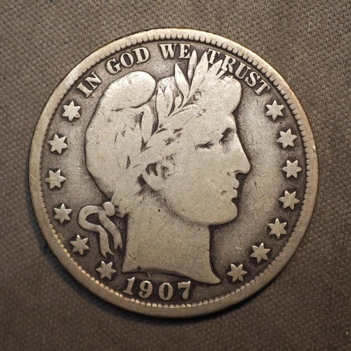 1907 **D** BARBER SILVER HALF DOLLAR ***NICE COIN!***  FREE SHIPPING! C1942