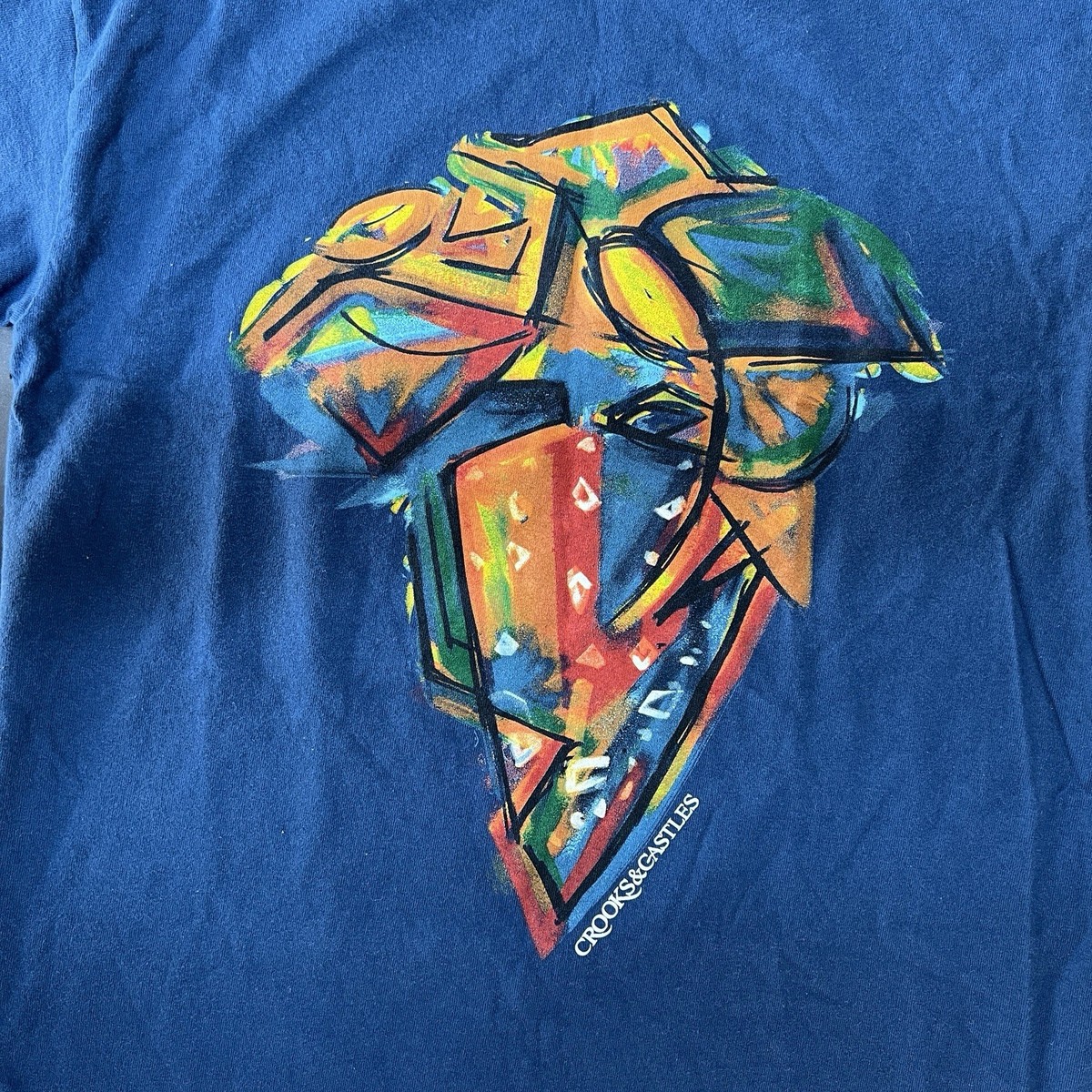 Crooks and Castles Medusa Mosaic Graphic T-Shirt Mens Small Blue Y2K Tee View 2
