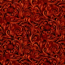 Moda Fabrics with 11216 15"Tooled Leather pattern"SADDLE BROWN" BTY