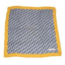 Sciarpa Christian Dior Trotter Quadrata Seta 78 cm Giallo Navy Autentica Usat...