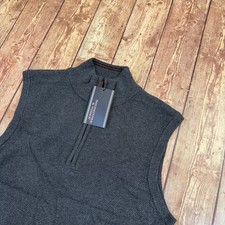 Roundtree Yorke Quarter Zip Sweater Vest Mens Small Charcoal Gray Knit NWT