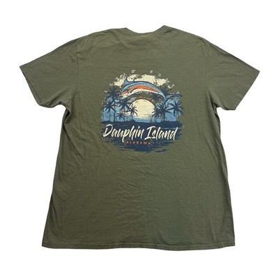 Dauphin Island Alabama Shirt Mens XL Green Marlin Fish Livin Salty Short Sleeve