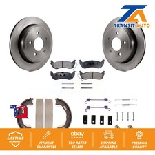 Disc Rotors Semi-Metallic Pads Parking Shoes Hardware Kit For Ford Crown Mercury