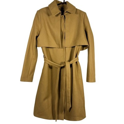 & Other Stories Stockholm Atelier Camel Wool Blend Long Trench Coat Belt Sz 10