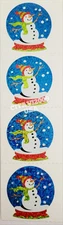 CHRISTMAS STICKERS SHEET - SNOWMAN SNOW GLOBE - JILLSON & ROBERTS HAMBLY