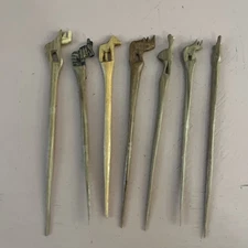 7 Hair Stick Pins Wooden African Animal Set Hand Carved Zebra Rhino Crocodile
