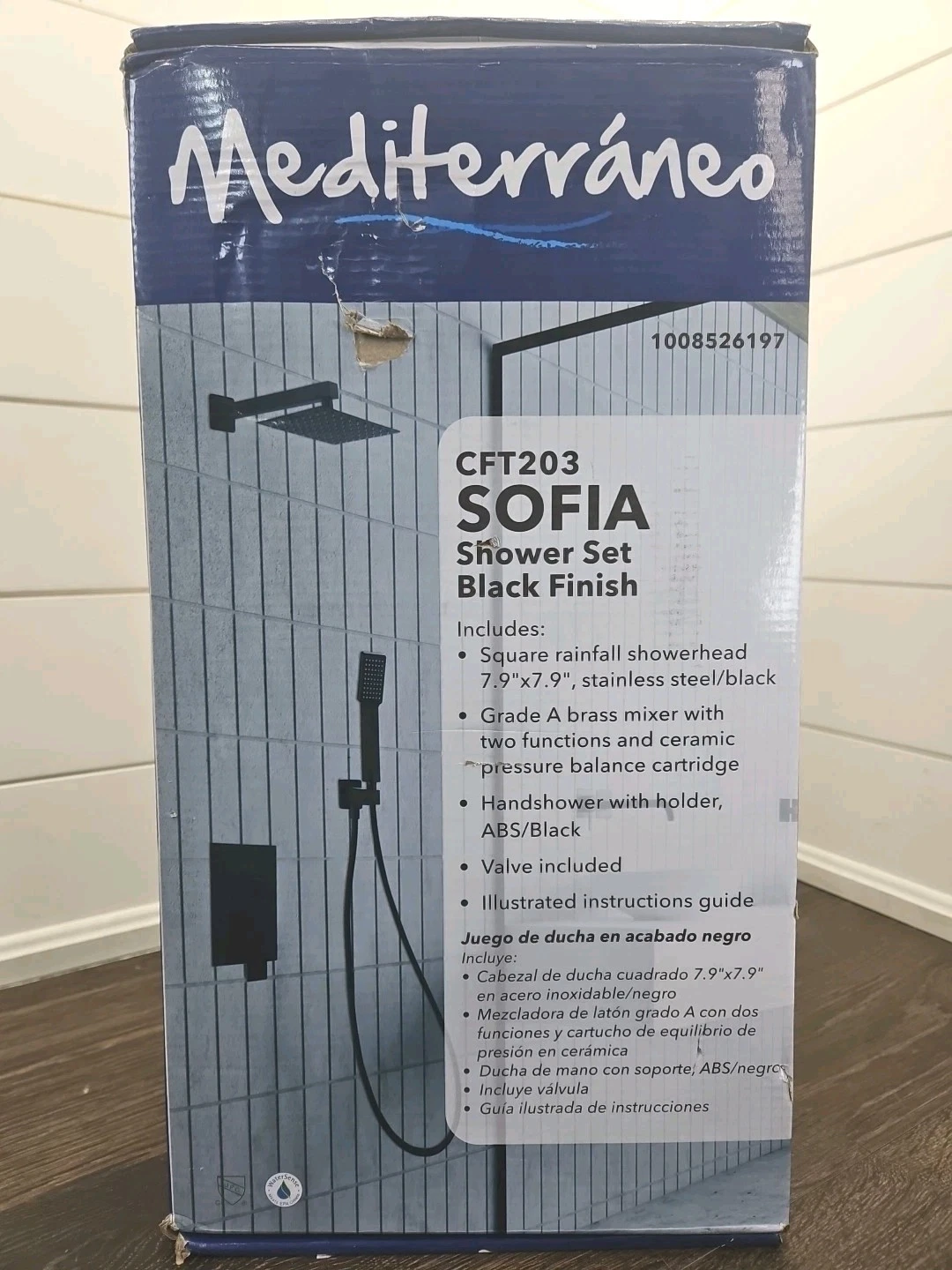 Mediterraneo Sofia Rain Shower Faucet & Hand Shower Combo Black