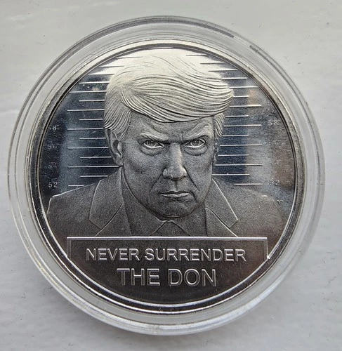 1 oz .999 Fine Silver Round Trump - The Don Never surrender mugshot