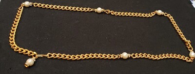 Goldtone Classic Link, Faux Pearls, Rhinestone Belt | eBay