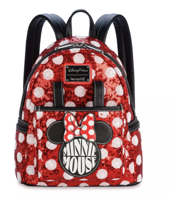 Loungefly Black & White Polka Dot Minnie Ear Sequin Backpack with Red Bow NWT DISNEY PARKS LOUNGEFLY Black Sequin Polka Dot MINNIE  main image 4