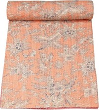 Indian kantha quilt bedspread handmade bed cover bedding throw blanket