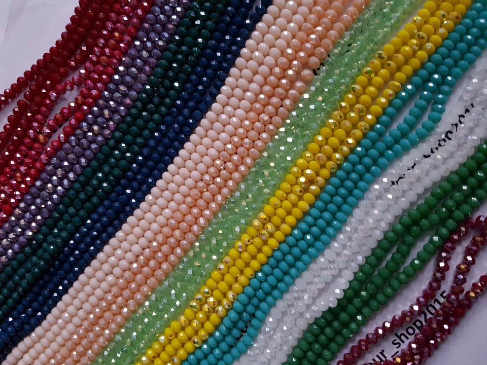 80  Faceted Rondelle Opaque Crystal Glass Loose Beads 4mm Jewellery making art - Image 3 of 3