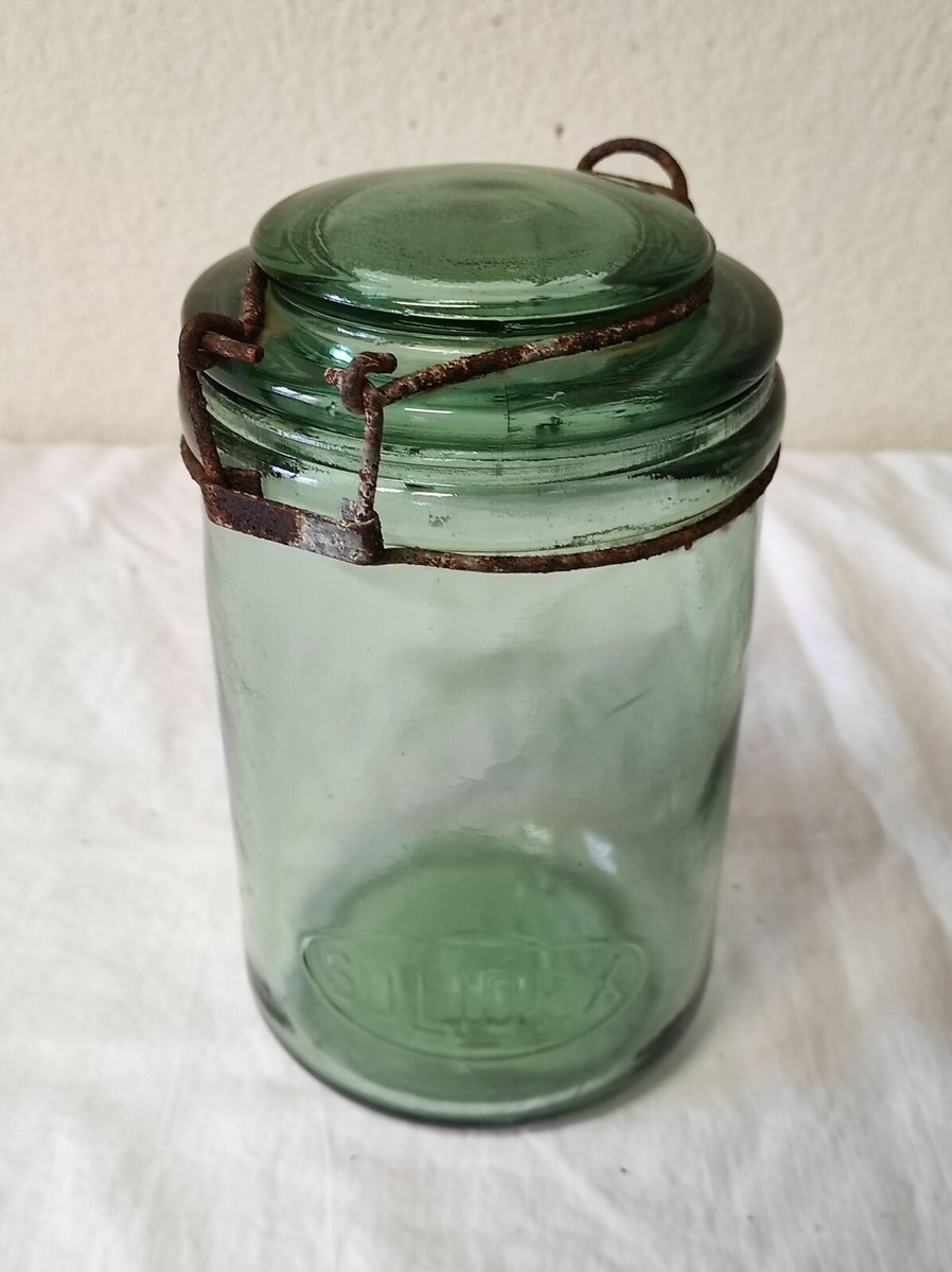 Pot de conservation en verre vert SOLIDEX vintage