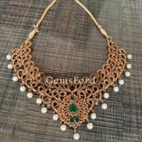 New Gold Indian Pakistani Kundan Bridal Necklace Earrings Jhummar Mala Tikka Set - Picture 16 of 36