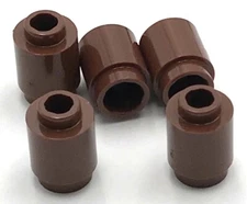 Lego 5 New Reddish Brown Bricks Round 1 x 1 Open Stud Pieces