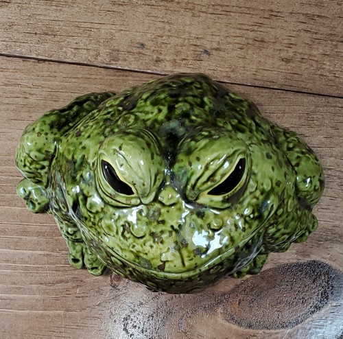 Large Vintage Mottled Glaze Frog Toad Lawn Garden Ceramic Sculpture Figure - Picture 4 of 11