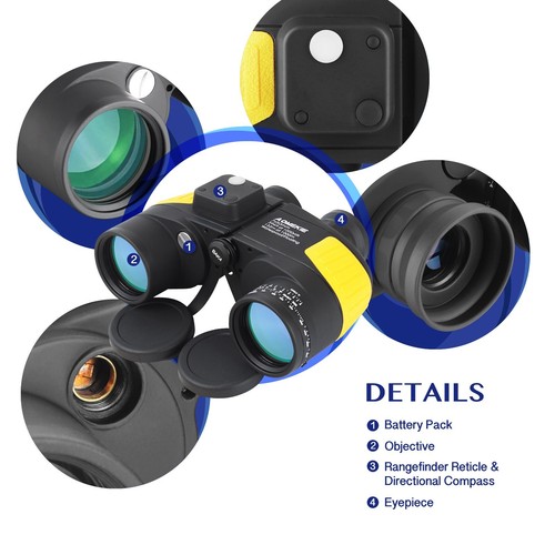 7X50 Marine Binoculars for Adults Military Waterproof Telescope with Compass - Picture 8 of 9