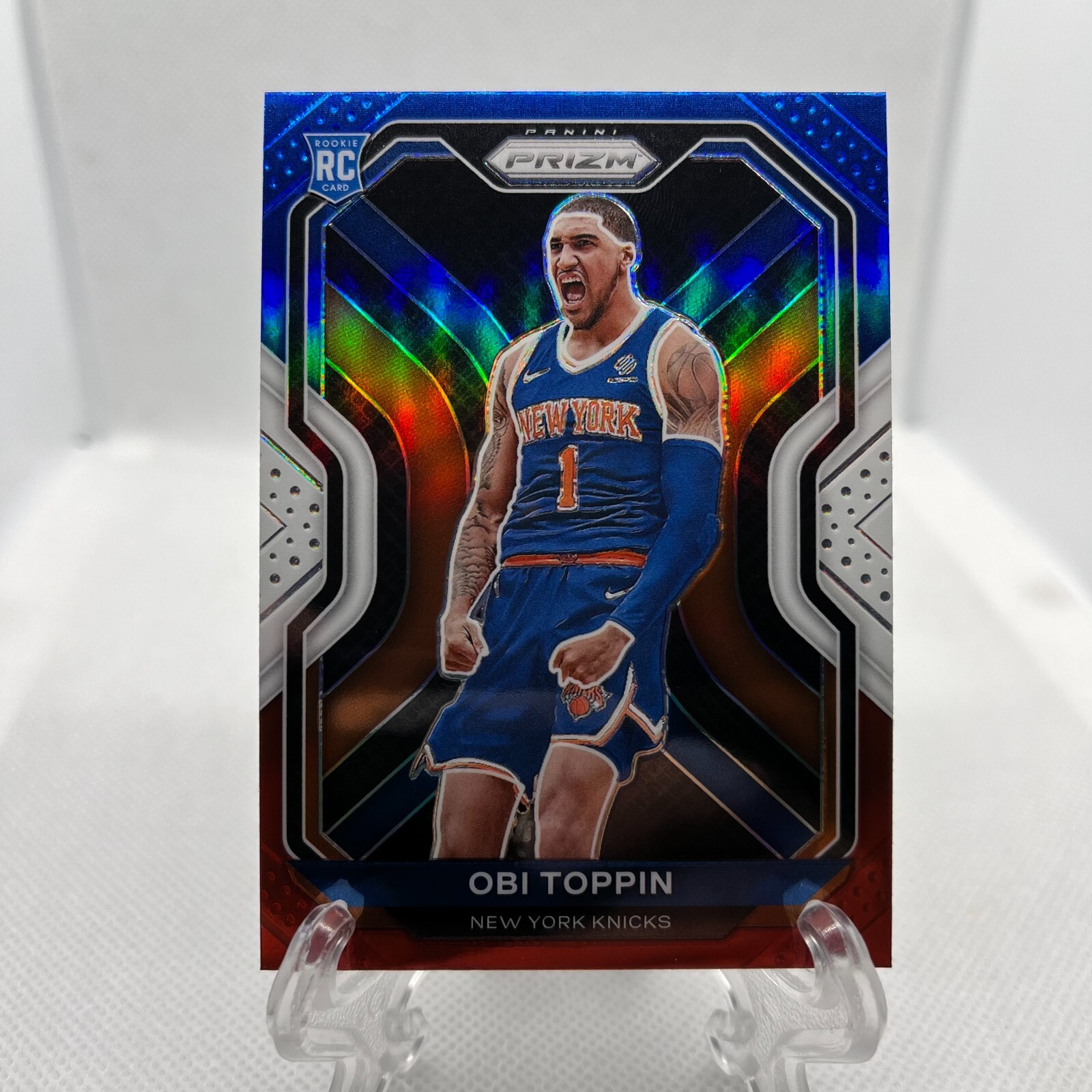2020 Panini Prizm Obi Toppin Red White & Blue Prizm #280 Knicks Rookie