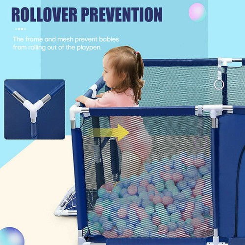 Kids Baby Playpen Fence Safety Foldable Activity Center+Basketball Hoop Outdoor - Picture 7 of 74