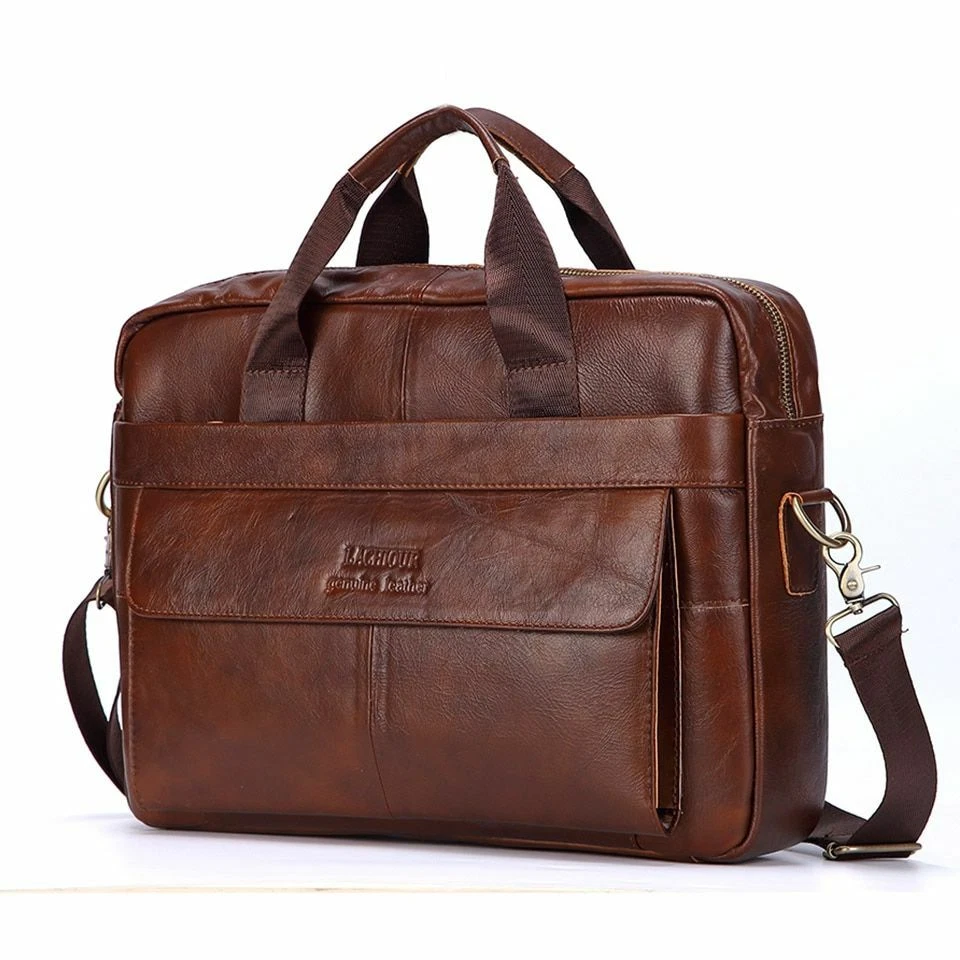 Men's Genuine Leather Handbags Laptop Bag Business Travel