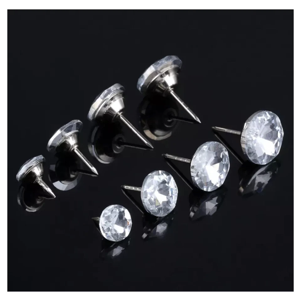 Crystal Upholstery Dimond Buttons Nails Silver White 18mm Pack of 19 pieces  - Image 4 of 4