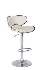 POLTRONA SGABELLO DESIGN MODERNO ECOPELLE SEDIE UFFICIO BIANCO BAR ACCIAIO - ITA