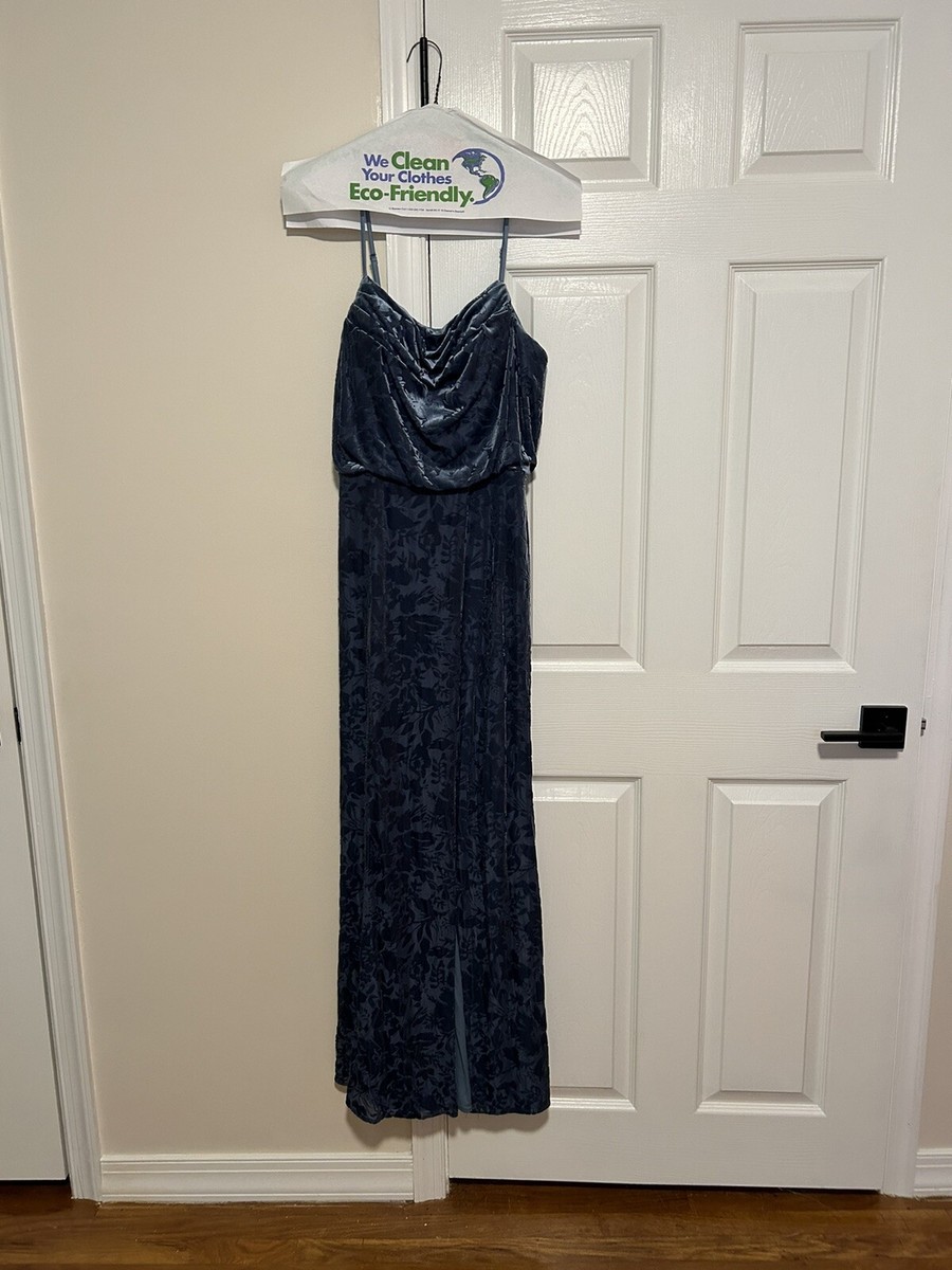 Mori Lee Madeline Gardner Bridesmaid Dress 21805 SLATE Floral Velvet