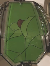NEW ! Vintage ok lighting Stained  glass panel 3 way touch Lamp Green Floral