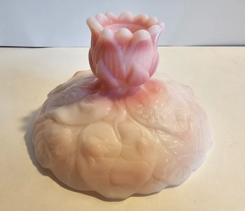 Fenton Rosalene Pink Water Lily Candle Holder