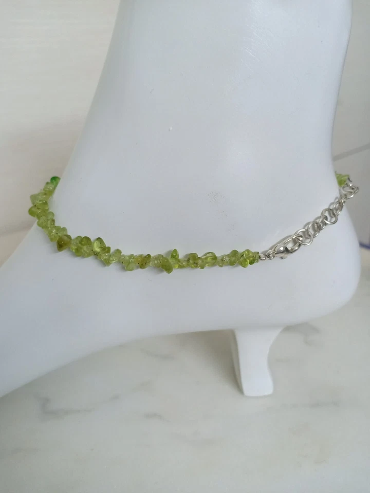 Natural Peridot Gemstone Chip Fashion Anklet for Women | Bohemian Anklet | - Image 4 of 4