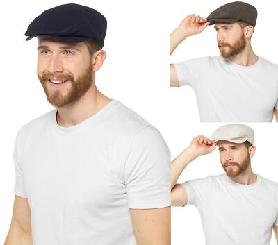 Herren Leinen Flatcap leichte Schirmmütze Bakerboy Zeitungsjunge Sommermütze 