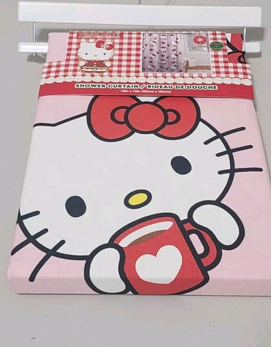 Sanrio Hello Kitty And Friends 100% Cotton Shower Curtain 72"x72" Bow Gift Pink