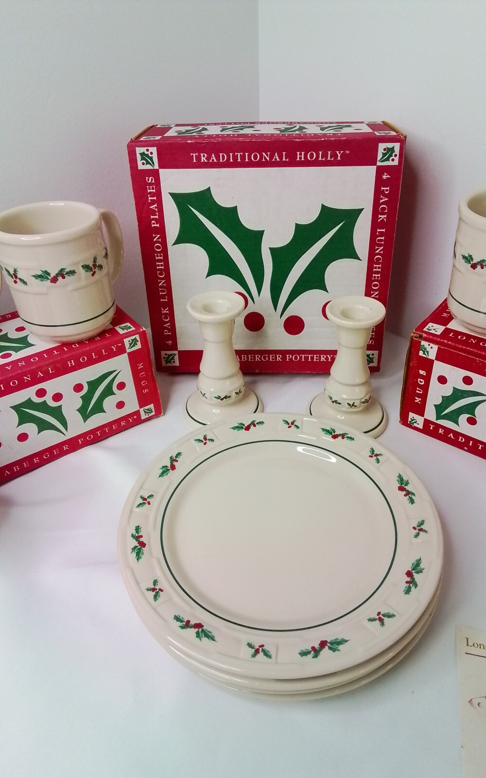 Longaberger Pottery Set Holly Pattern W2150 eBay