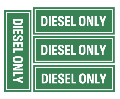 Pair - DIESEL FUEL ONLY Vinyl Decals Stickers | Labels Truck