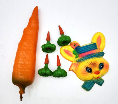 Vintage Wilton Easter Bunny Cake Topper 7  Rabbit  & Carrots candle holders