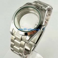 40mm solid/glass back watch case bracelet polished center fit NH34 NH35 NH36