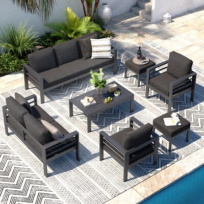 #ad Aluminum Patio Furniture Set 7 Pieces Outdoor Conversation Sets with Table $719.99
