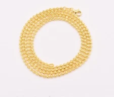 2.3mm Moon Cut Ball Bead Chain Necklace Solid 14K Yellow Gold-Plated Silver 925