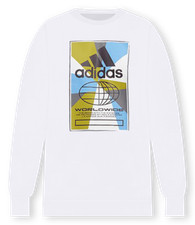 adidas Men's Graphic Fleece Crewneck LS Sweatshirt Sustainable Ribbed NWT